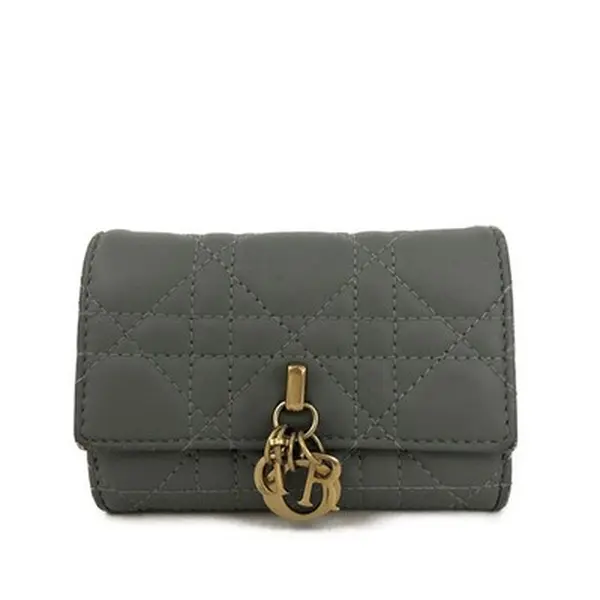 Pre-owned Other Other Christian Dior Cannage Leather Bifold Wallet Purse Blue 12709829554/994214