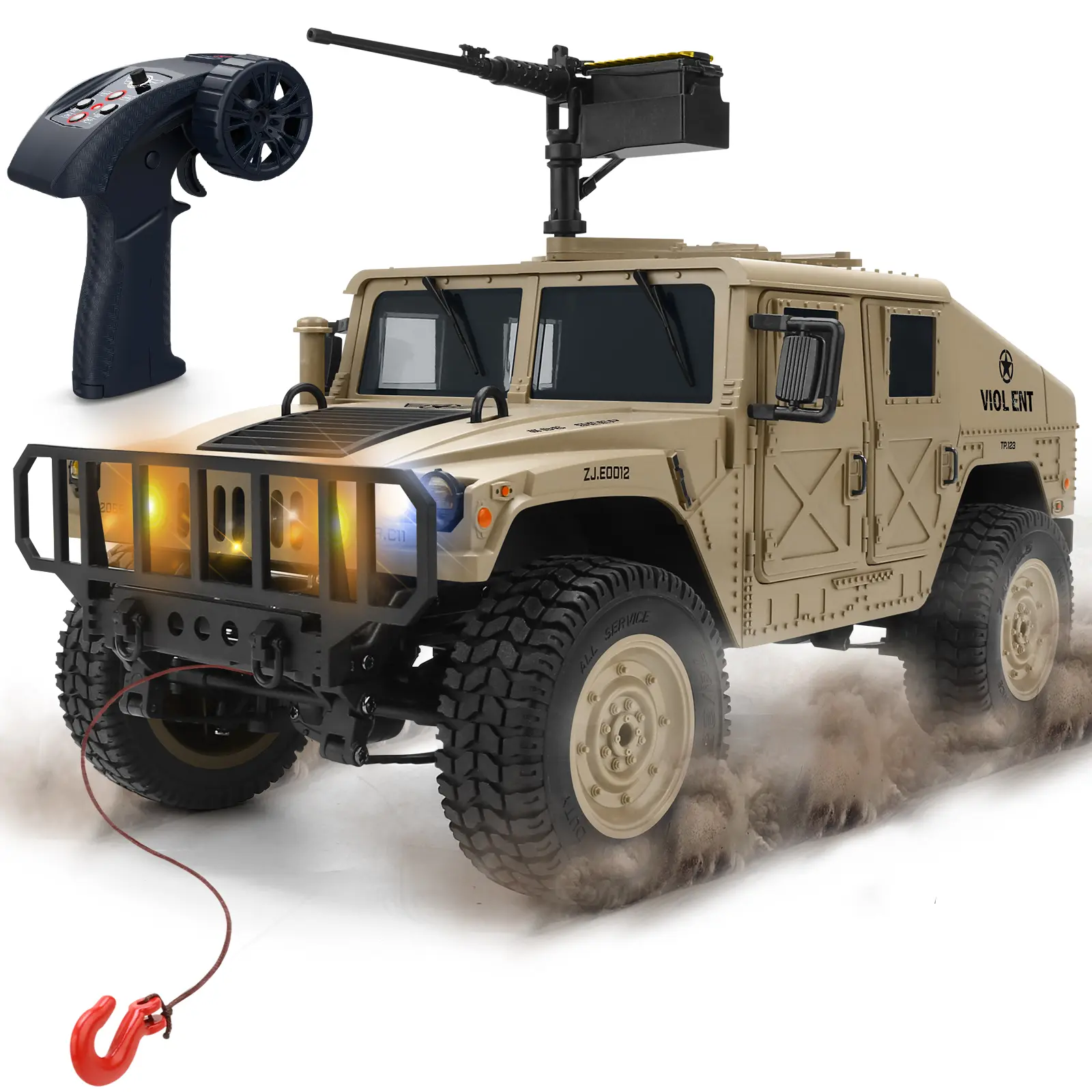 Remote Control Truck-4x4 Off-Road RC Trucks Army Rock Crawler Humme, RTR 40Mins Play Time All Terrain RC Off Road Jeep Cars with Winch,Lights&Openning Door, Military Armored Vehicle Toys Gift for Boys