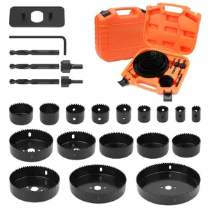 Hole Saw Set 24PCS Hole Saw Kit,Hole Saw Drill Bit Kit, 3/4"-6" (19-152mm) 17PCS Saw Blades, 2 Mandrels, 3 Drill Bit, Installation Plate, Hex Key, For Drywall, Soft Wood, Plywood, Plastic, PVC