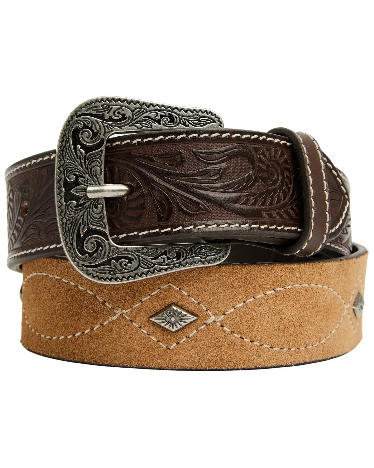 Cody James Men's Men'S Concho Suede Leather Belt - Cjafa26bt11-Tan