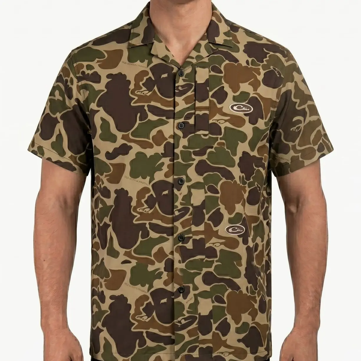 Men's Hawaiian Camo Shirt, Retro Short Sleeve Button Up, Casual Summer Beach Shirt, Tactical Streetwear Fashion Men Top