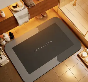 Dark Gray Texture Bath Mat: Super Absorbent & Quick-Drying Non-Slip Bathroom Rug