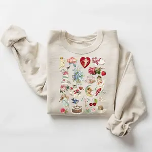 Valentine's Vintage Style Sweatshirt, Retro Valentine's  Valentines Shirt, Cute , Cupid Heart Flowers Unisex