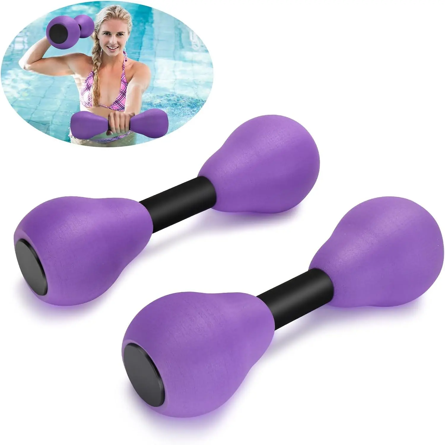 EVA Foam Water Weights 2-Pack, Waterproof & Lightweight Unisex Equipment, 11 x 3.5 Inch, No-Fading for Water Aerobics & Pool Resistance Training, Water Workouts