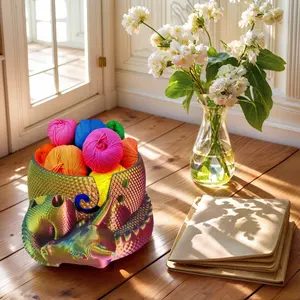 Fantasy Dragon and Egg Large Yarn Bowl for Crocheting and Knitting Unique Crochet Bowls for Yarn Holder Perfect Gifts for Knitters