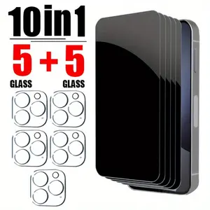 Privacy Screen Protector & Lens Protector, 10pcs/set 9H Hardness Anti-fingerprint & Anti-scratch Phone Screen Protector, Phone Accessories for iPhone, Cover