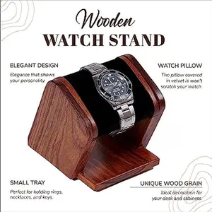Bimoha Men's Wood Watch Stand - Display Your Timepieces with this Elegant Watch Stand for Men and Women, Watch Holder Stand, Wrist Watches 1 slot (S3)
