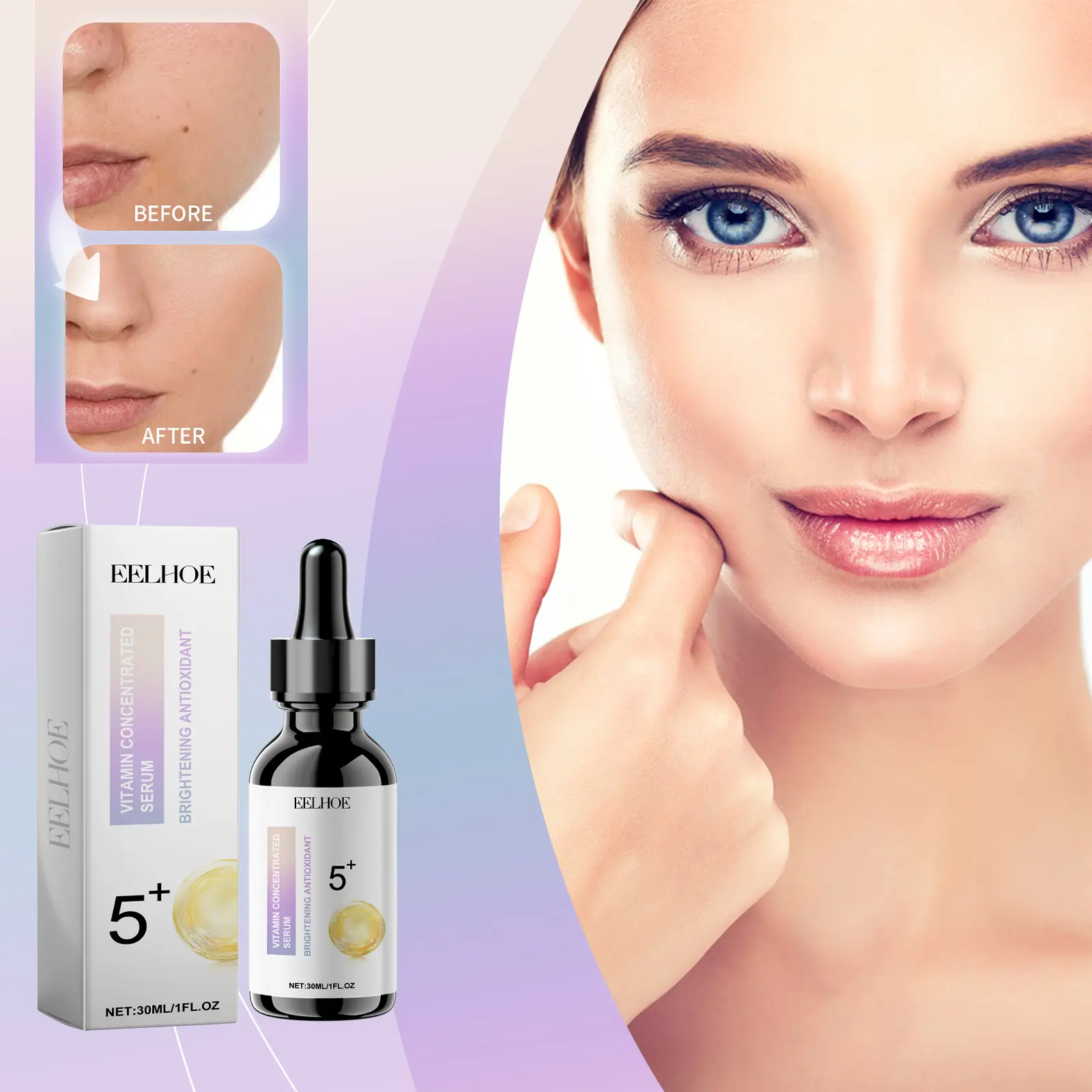 EELHOE Vitamin C Brightening Serum VC Anti-Oxidant Deep Repair Hydrating and Hydrating Melanin Brightening Serum