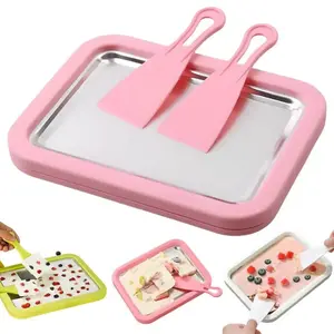 Rolled Ice Cream Maker Kit, New 2026 At-Home Stainless Steel Instant Freeze Plate with 2 Scrapers, DIY Rolled Ice Cream Tray, Perfect for Family Fun and Easy Homemade Desserts