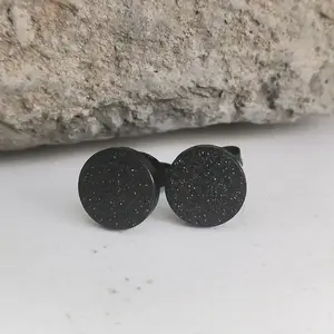Minimalist Black Stone Stainless Steel Earrings for Men and Women's Birthday Gifts, Accessories, Daily Accessories
