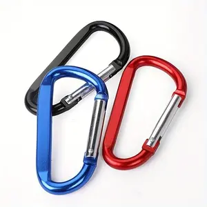 Large Aluminum D-Ring Carabiner Clips for Backpacks Camping Travel, Durable Spring Hook Keychain, Set of 3 Heavy-Duty Hooks