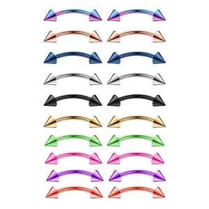 Eyebrow rings Surgical steel Ion Plated 16 Gauge with spikes cones pack of 10