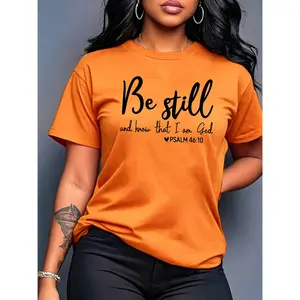 Women's 100% Cotton Shortsleeve Graphic Basic Top - Round Neck, Smooth Fabric, Loose Casual, Machine Washable, Breathable, Suitable for Spring, Summer, Daily Wear