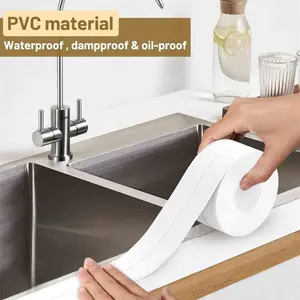 3PCS Self-Adhesive White Caulk Tape - 1/3 Roll PE Invisible Sealant Strip with Strong Adhesion, Waterproof, Easy-to-Apply for Bathroom Accessories, Kitchen Edge Protection, Adhesive Strips Waterproofers, Seal Strip Waterproofers