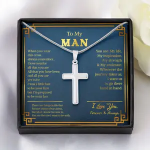 To My Man Chain Necklace for Men - Heartfelt Gift for Valentine's Day or Romantic Birthday - Meaningful Message Card Inside - Best Jewelry for Men