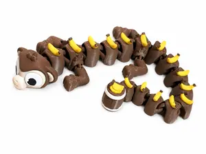 Articulating Monkey Fidget Toy, 14 Inch Flexi 3D Printed Animal with Banana Tail & Barrel, Desk Toy & Gift