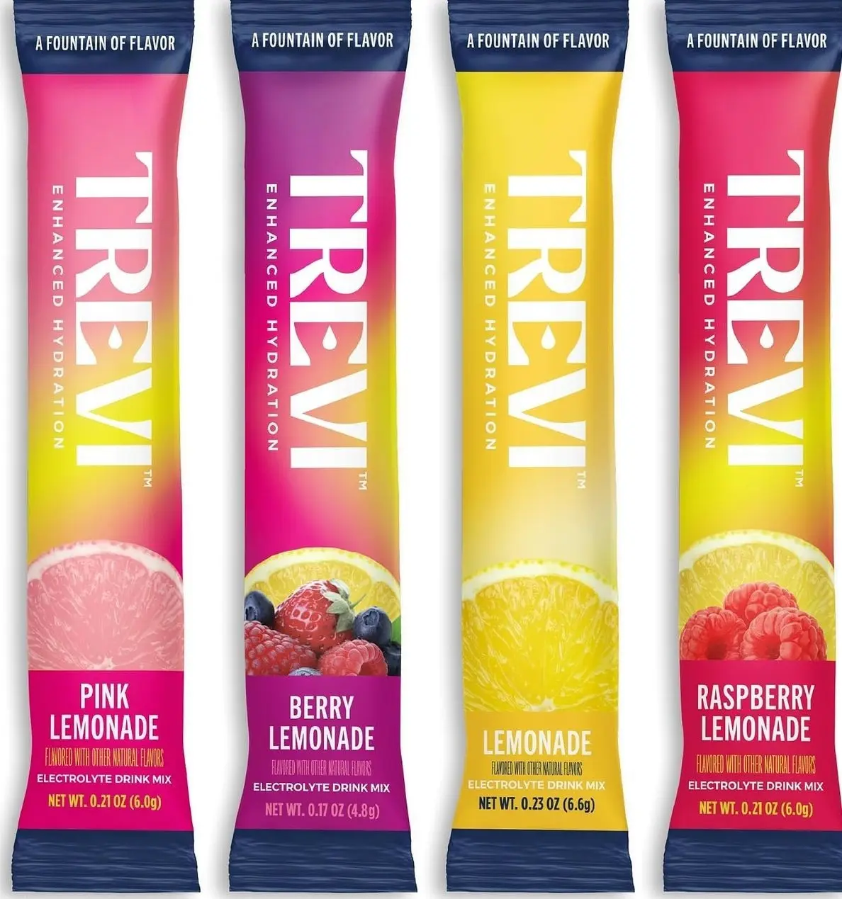 TREVI™ Everyday Sugar Free Electrolytes - Essential Drink Mix Hydration Powder Packets - 28 Count - Lemonade Variety Pack - Lemonade, Pink Lemonade, Raspberry Lemonade, Berry Lemonade