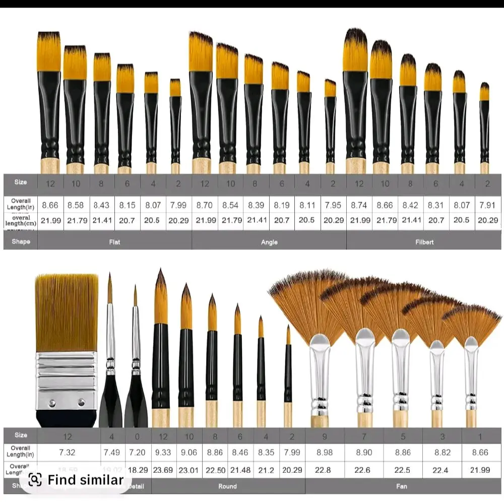 Professional oil and acrylic paintbrushes 32 pack white or wood finish