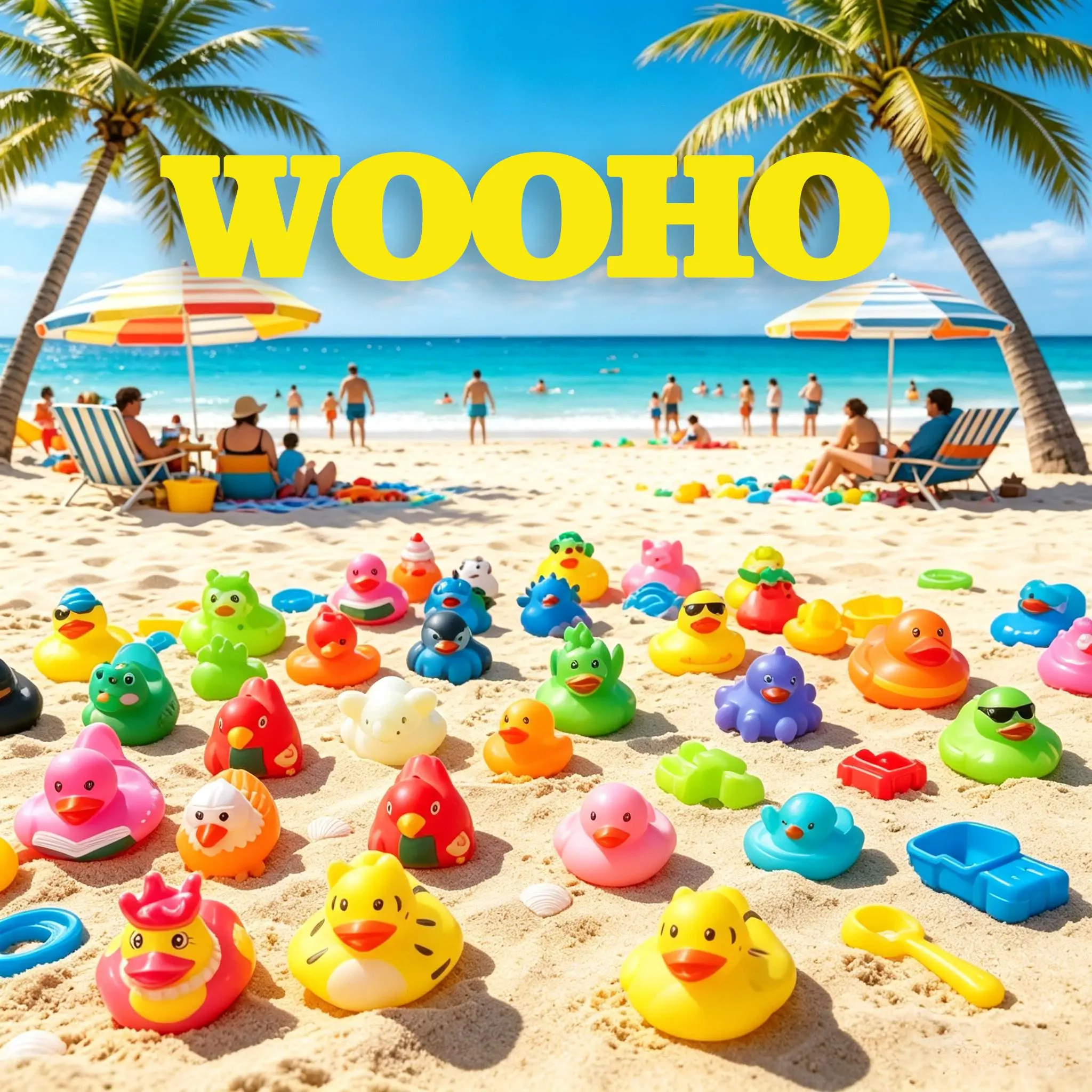 Themed Rubber Duck Bath Toys, Squeaky Floating Mini Rubber Ducks for Bathtub, Beach & Swimming Pool, Kids Birthday Party Favors, Free Storage Beach Bag Included