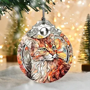 Christmas Ornament, Cat Christmas Decor, Cat Ornaments for Christmas Tree, Stained Glass Ornament, Cat Lover Gifts, Holiday Decorations and Xmas Gifts Ideas