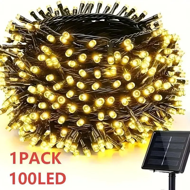 Outdoor Solar LED String Lights, 39 ft 100-LED IP65 Waterproof Flashing Twinkling Mode Fairy Lights for Garden, Patio and Party Decorations