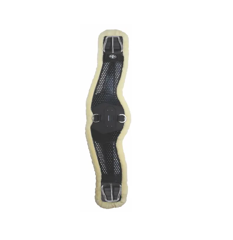 Professional's Choice Contoured VenTECH Cinch for Horses - Durable Ventilated TPU Outer Shell Breathable Saddle Fixation with Stainless Steel Buckles - Lining Options