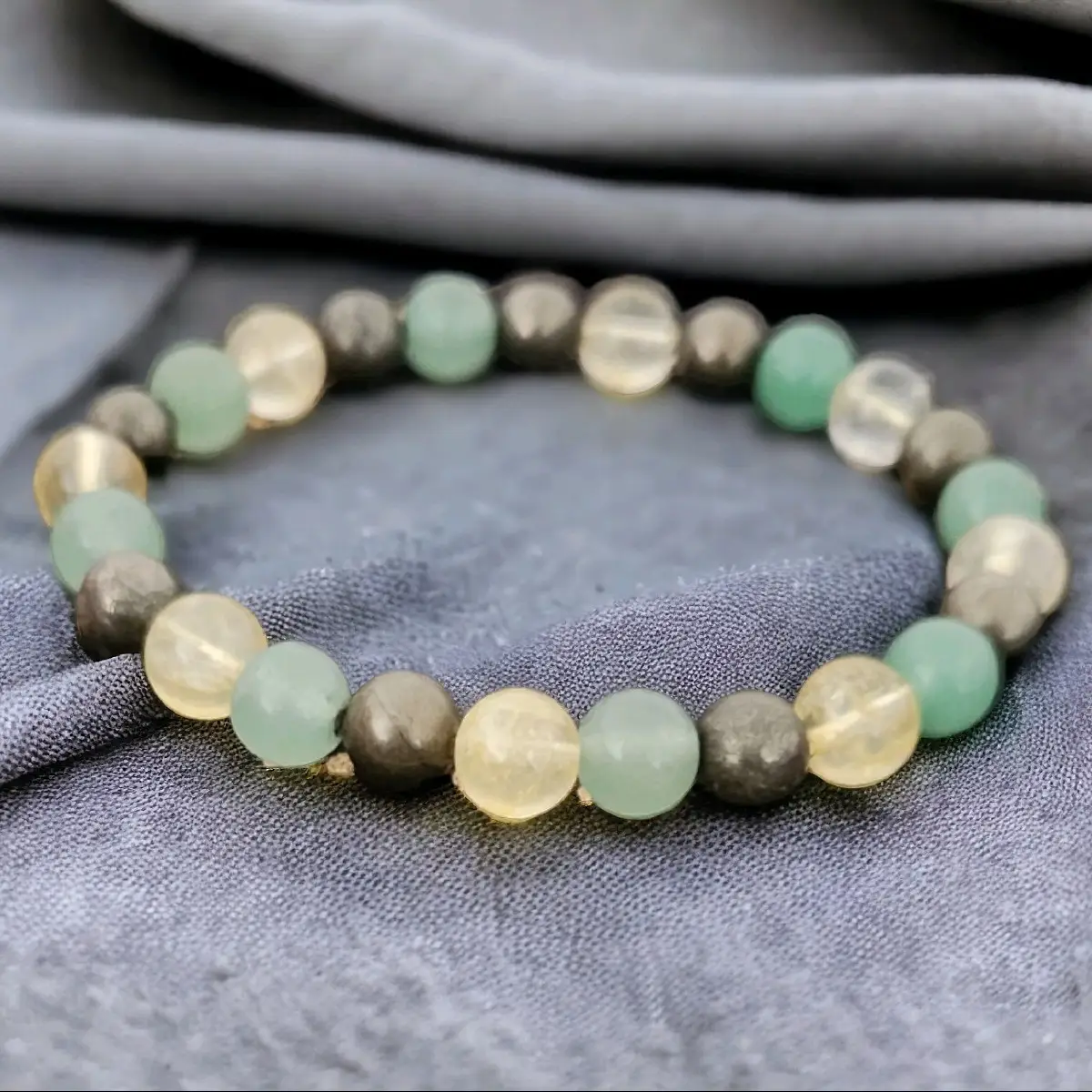 Money Manifesting Bracelet with Citrine, Pyrite and Green Aventurine