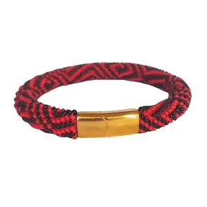 Ilde de Eleggua with Magnetic Stainless Steel Closure Beaded Crochet Bracelet for All Ages by Ilenes's Elekes