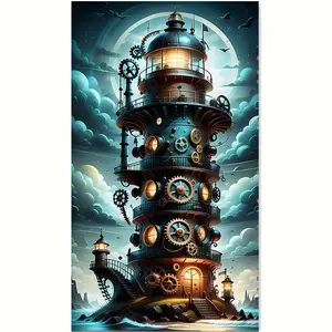 Lighthouse Pattern DIY Diamond Arts Colorful Painting Kit without Frame, DIY 5D Diamond Arts Colorful Painting Kit, Wall Art Decor for Home Bedroom