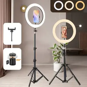 1pc LED Ring Light with Adjustable Color Temperature - USB Powered, 43.3-Inch Tripod Stand, Phone Holder, Suitable for Photography, Live Streaming, Selfie Accessories, And Seasonal Gifts for Schools, Studio Lighting, Dimmable, USB Powered Light