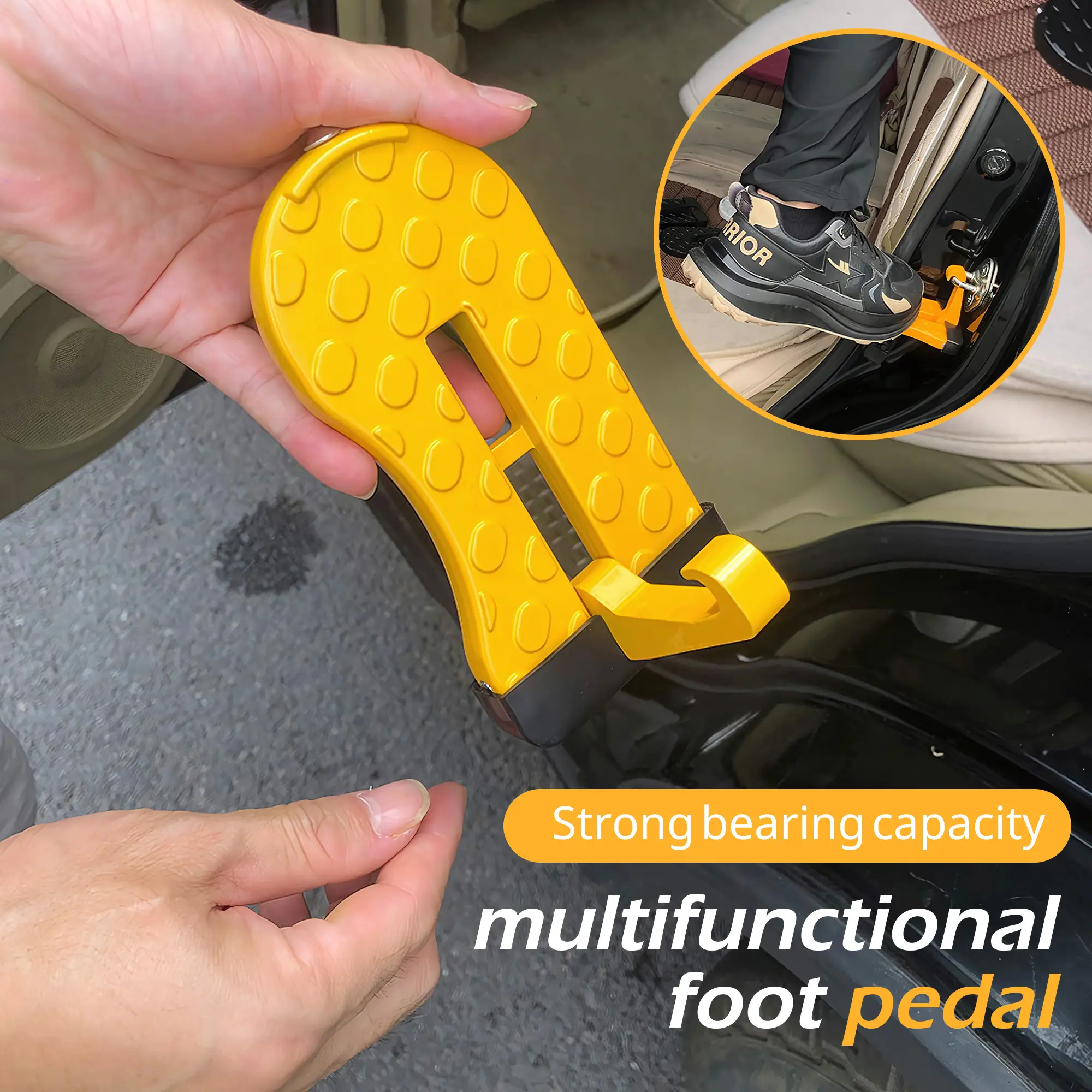 SUV Roof Step Assist, Car Door Hook-On Foot Pedal for Roof Rack Access