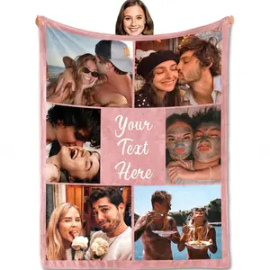BARLEY ONE Click “Shop Chat”, Send Photos, Custom Photo Blanket with Text, Fast Next Day Shipping, Personalized Pictures Flannel Throw, Blanket for Husband, Wife, Boyfriend, Girlfriend, Perfect Valentine's Day, Birthday, Mother's Day Gift