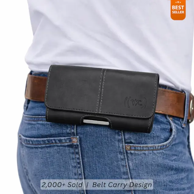 Leather Phone Holster with Belt Loop & Belt Clip, Universal Cell Phone Pouch, Belt Phone Case Fits iPhone Samsung Google Pixel