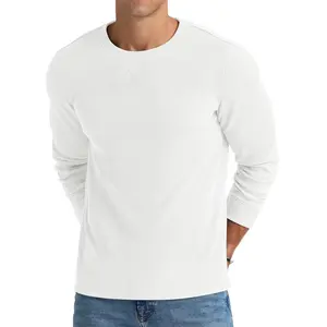 Men's Waffle Crewneck Slim Fit Long Sleeve Casual T-Shirt