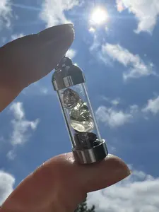 Moldavite Herkimer Diamond Meteroite Libyan Desert Glass Pendant Iron Campo del Cielo Raw Tektite Jewelry Vial Necklace |Transformation