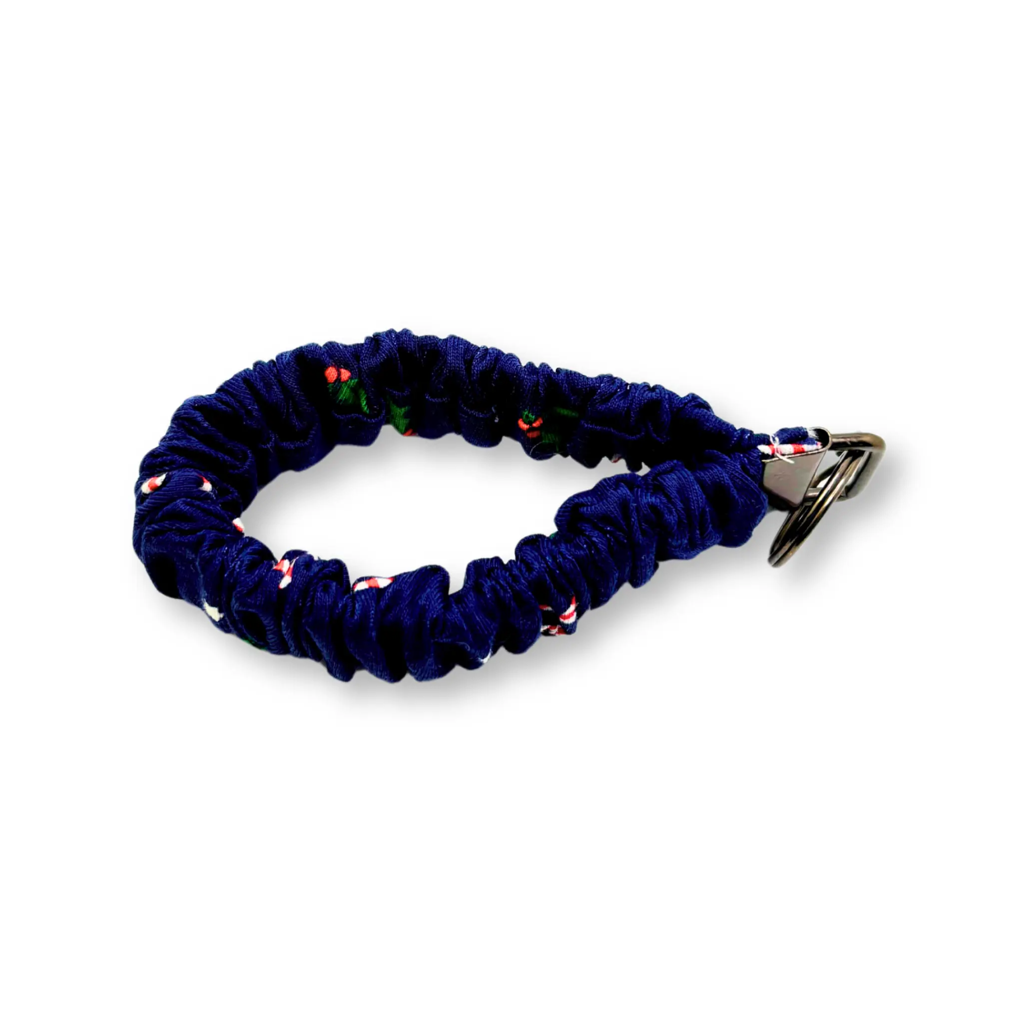 Navy Candy Cane Scrunchie Wristlet