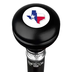 Texas Flag Emblem Knob Stick: Large Knob, Pewter Collar