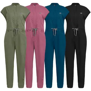 Women s Sportswear Set Unisex Stretch Jumpsuit Comfortable Workwear for Animal Clinics Care Facilities with Side Pockets
