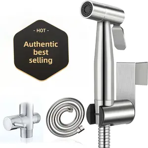 New Version Handheld Bidet Sprayer for Toilet, Premium Stainless Steel Bathroom Bidet Sprayer Set, Baby Cloth Diaper Sprayer with Superior Complete Spray Hoses Kit, Support Wall or Toilet Mount