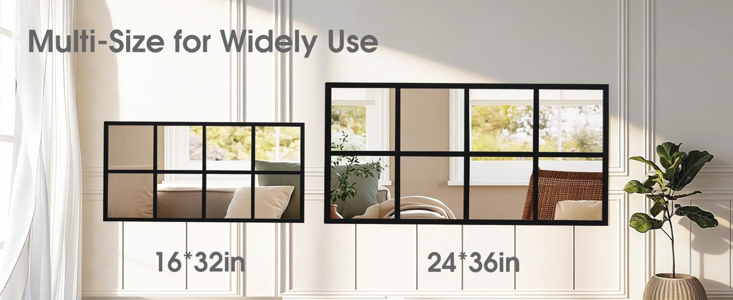 Modern Wall Mirror with Metal Frame, HD Shatterproof Vanity Mirror for Bathroom Bedroom Entryway & Living Room, Contemporary Decorative Hanging Mirror for Home Gym & Dining Room