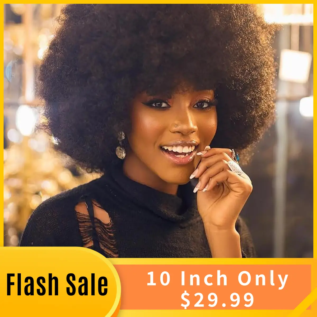 [Limited-Time Flash Sale] Formihair Afro wigs Human Hair Wear And Go Glueless Short Afro Kinky Curly Wig With Bangs For Women Cosplay Play Wig #FallFr