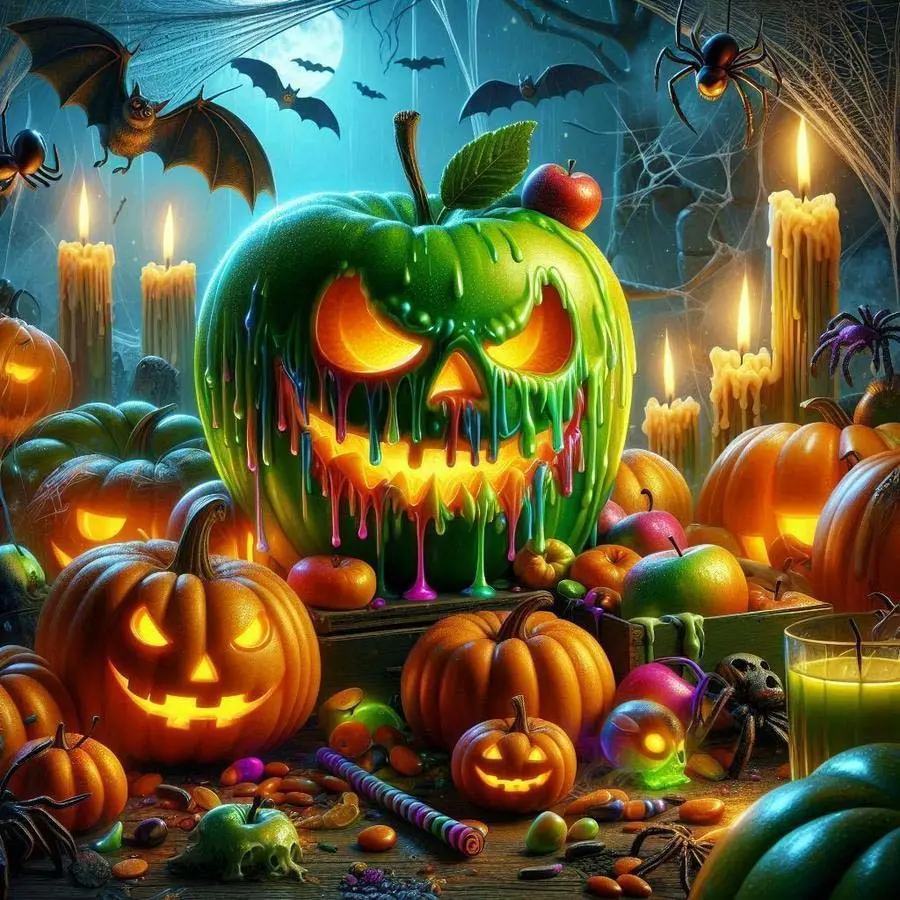 Halloween Themed DIY Diamond Arts Colorful Painting Kit Without Frame, Pumpkin & Skull & Candle Pattern Diamond Arts Colorful Painting, DIY Decorative Art Picture for Beginner, DIY Craft, Handicraft, Diamond Art Mosaic