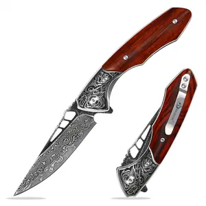 SDOKEDC VG10 Damascus Pattern Kitchen Utility Knife with Portable Clip for Daily Food Preparation