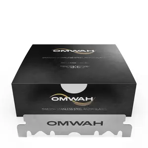 OMWAH Barber Straight Razor Blades - Single Edge Razor Blades 100 Pack Count - Swedish Stainless Steel Razor Blades Single Edge (1 Pack of 100 Pieces) Sensitive Comfort