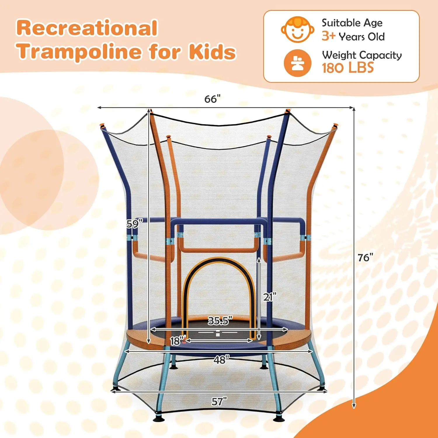 48'' Dia. Orange with 2-Level Handle