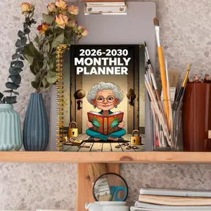 5-Year Calendar 2026-2030 | Elderly-Friendly Design, 60-Month Layout, 5.5"x8.3" Thick Paper, Flexible Cover and Storage Function, Durable Double Wire Spiral Binding, High-Quality Paper, Perfect for Seniors, Holidays, and New Year