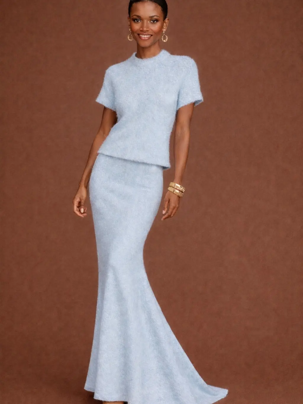 Danillea Long Knit Skirt with Train