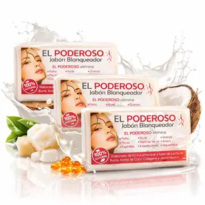 3 Pack - El Poderoso Jabon Handmade Soap  El Poderoso Skincare 100g (each) Goat Milk - Coco -Colageno Soap Facial