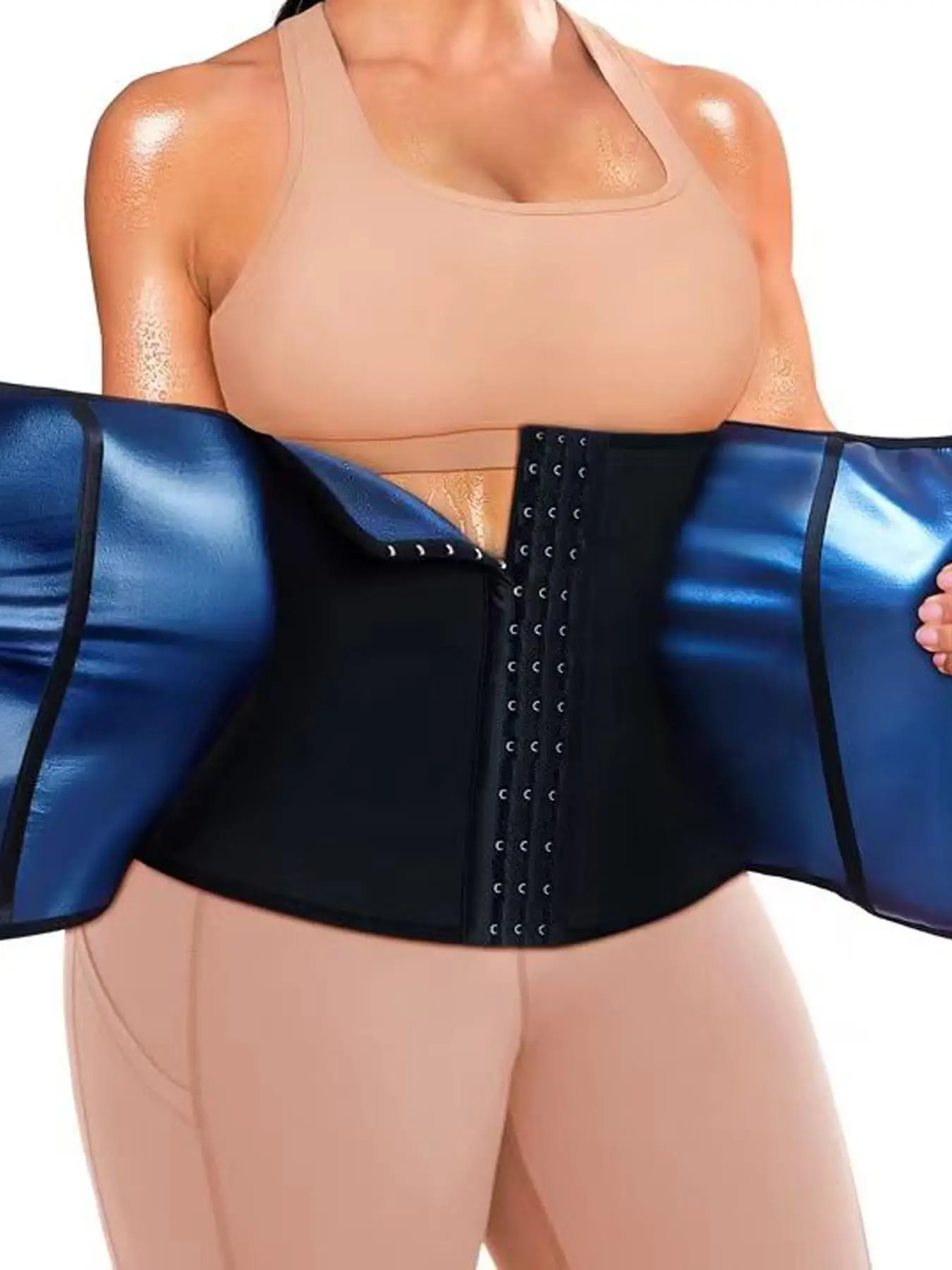 Women's Adjustable Zipper Waist Trainer, Hook Eye Design Solid Tummy Control Waist Cincher, Back To School Clothes, Workout Gym Exercise Clothing Acce