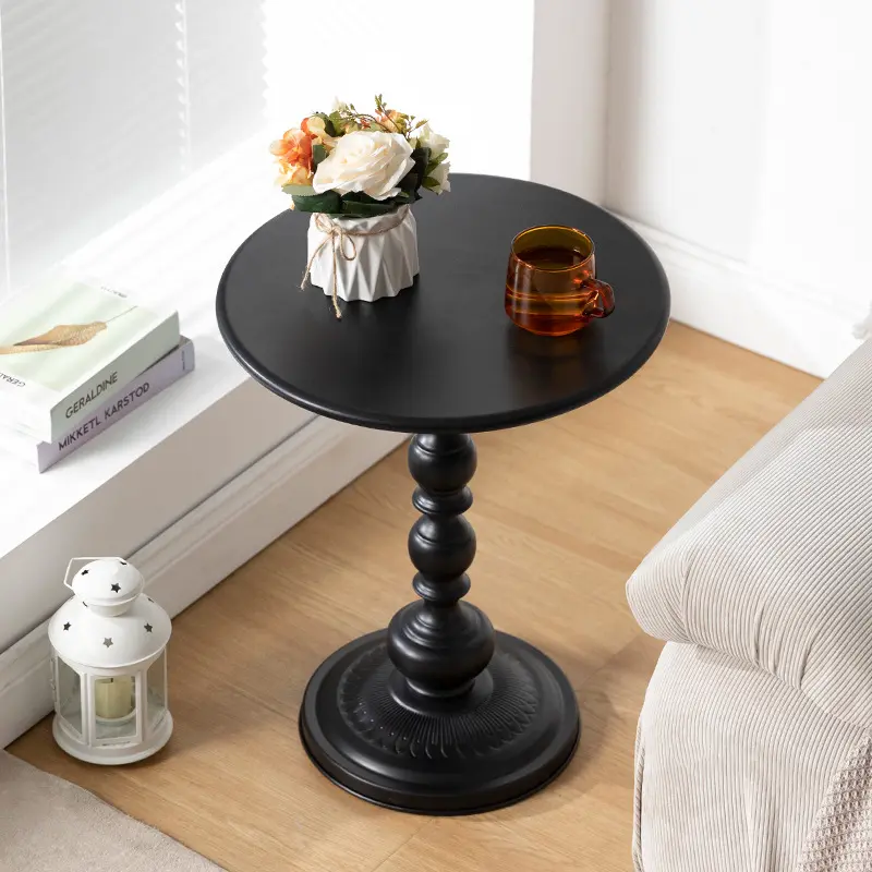 CNCEST Stylish Retro Round-Top End Table - Sturdy Carbon Steel Coffee Table for Living Room, Bedroom Small Spaces, Apartment Furniture, Gardens, Easy Assembly, 17.6 lbs Weight Capacity
